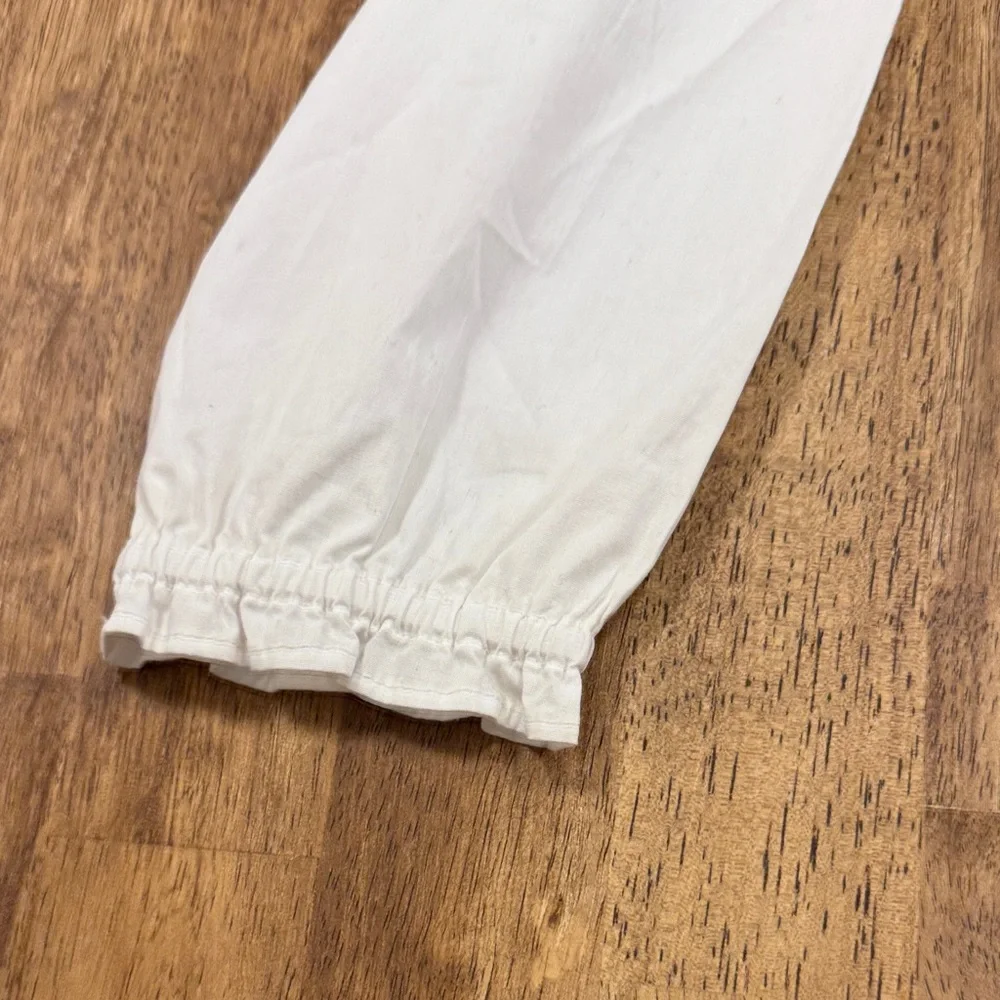 J. Crew White Ruffle-Collar Long Sleeve Top